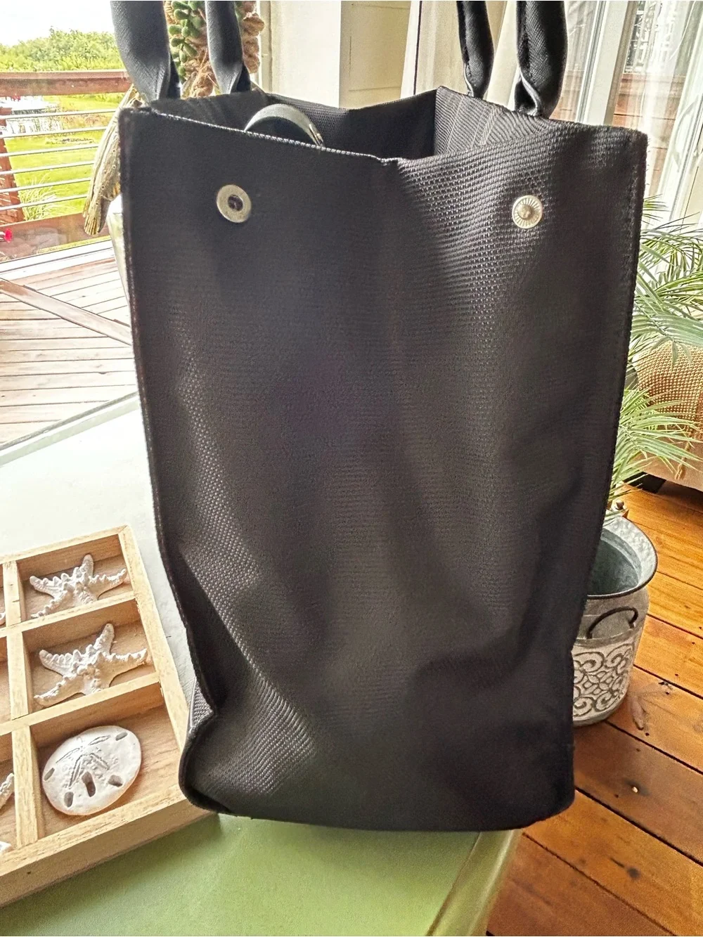 Joy Pacaro Black Waterproof Tote Bag Large Work Office Organizer Handbag
